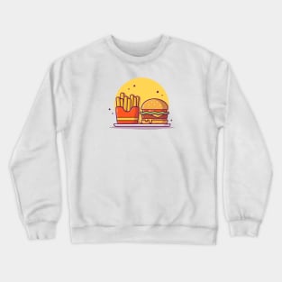 Burger With French Fries Cartoon Vector Icon Illustration Crewneck Sweatshirt